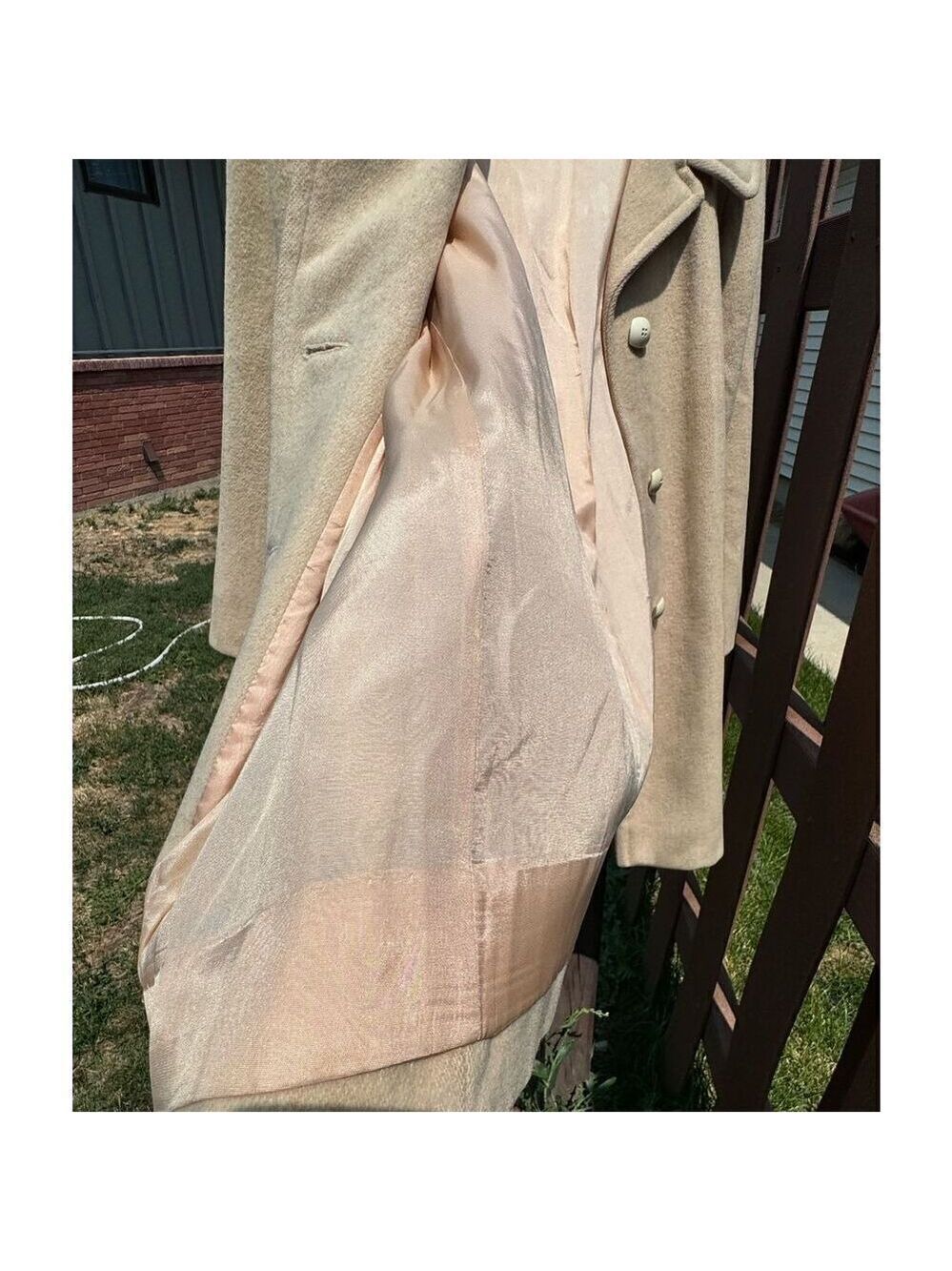 Vintage Herman Kay wool coat baby pink satin lining - Picture 13 of 13